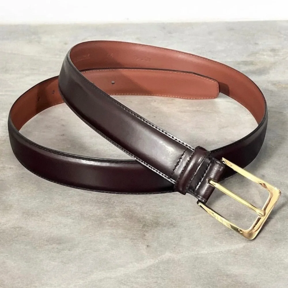 Chestnut Brown Leather Belt Men 44 Johnston Murphy Buckle Dress Buisness Casual